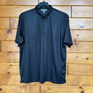 Greg Norman ML75 Black Patterned Men's Golf Collard Polo Shirt